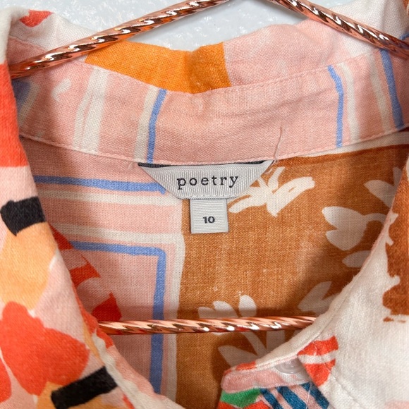 Poetry Multicolor Linen Blend Long Sleeve Plant Print Dress - Picture 4 of 9